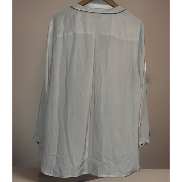 Calvin Klein Women’s V-Neck Zipper Piped Accent Blouse White City Chic Workwear - Picture 5 of 7